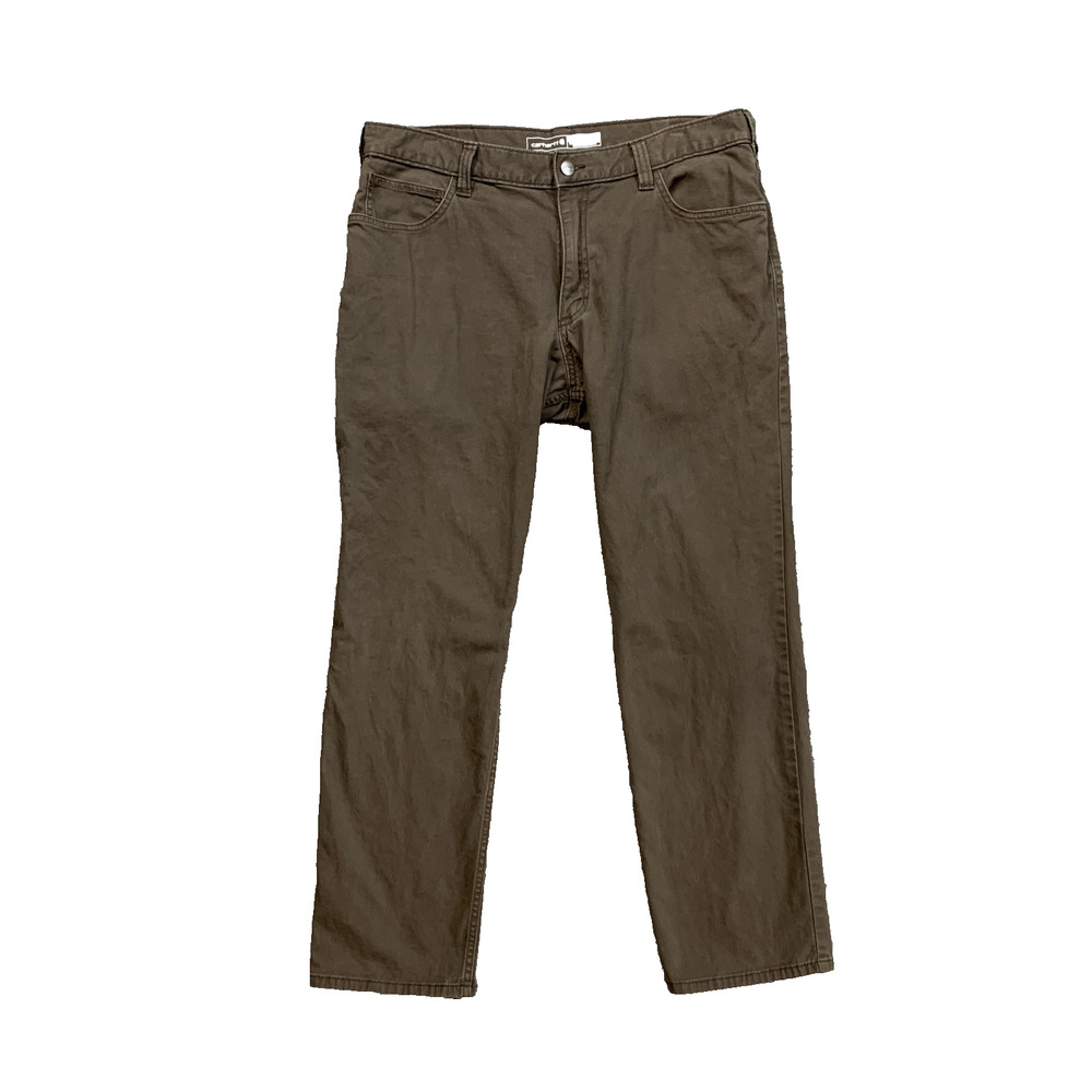 Carhartt Pants Mens 36 Otter Rugged Flex Relaxed Fit Canvas 5-Pocket Rigby Work